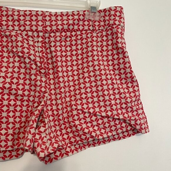 ANN TAYLOR LOFT Riviera Short Beige Coral Pink Geometric 4" Inseam Cotton Shorts - Picture 6 of 13